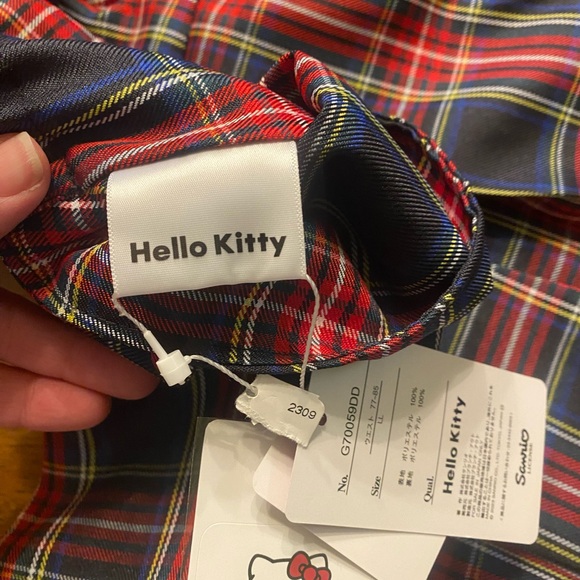 NWT Hello Kitty Tartan School Girl Mini Skirt - Red and Navy - Picture 7 of 9